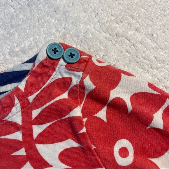 Mini Boden red flower dress with navy sleeve trip and pocket size 4-5 girls - Picture 2 of 4